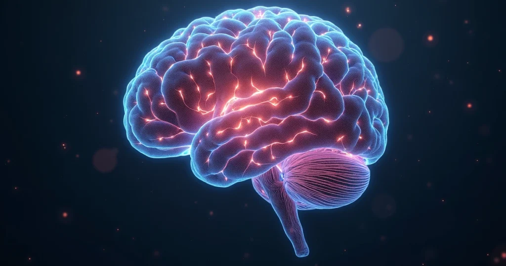 Representação visual da mente autista com padrões coloridos e conexões neurais complexas