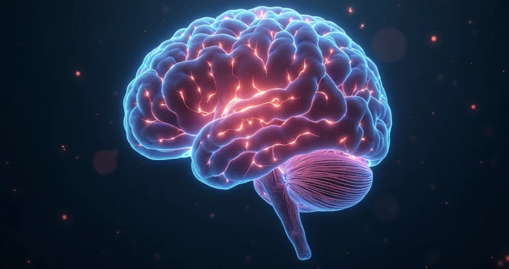 Representação visual da mente autista com padrões coloridos e conexões neurais complexas