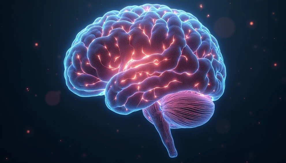 Representação visual da mente autista com padrões coloridos e conexões neurais complexas